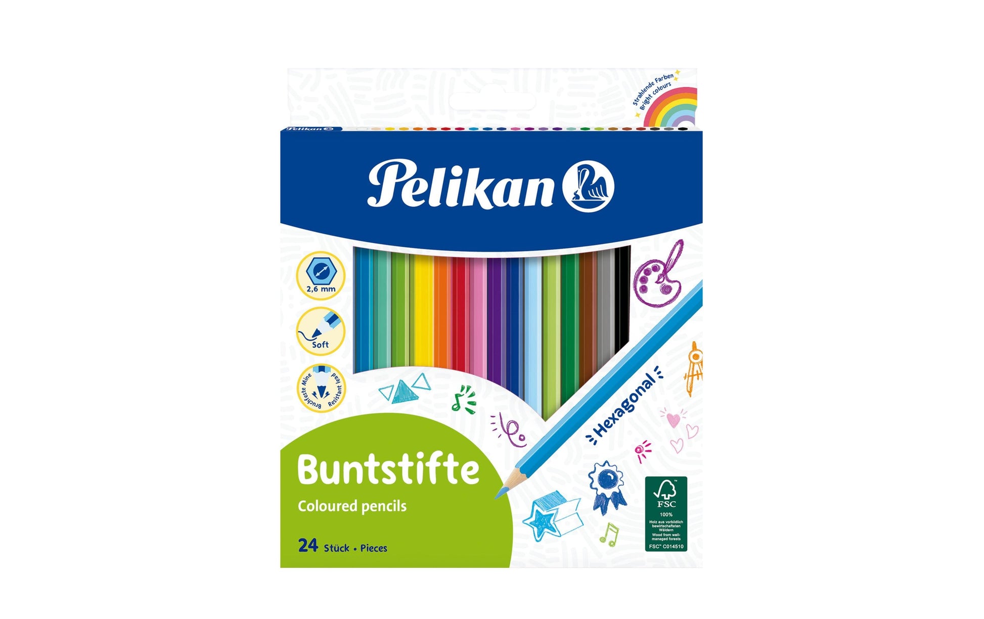 Pelikan Buntstifte – Sechskant, Minen-Ø 3,0 mm, 24 Farben
