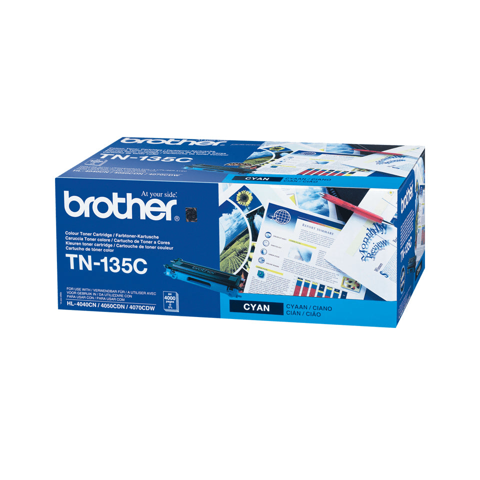 Brother TN-135C Cyan Toner – Original – 4'000 Seiten – für Brother DCP-9040CN/HL-4040CN/HL-4050CDN und andere