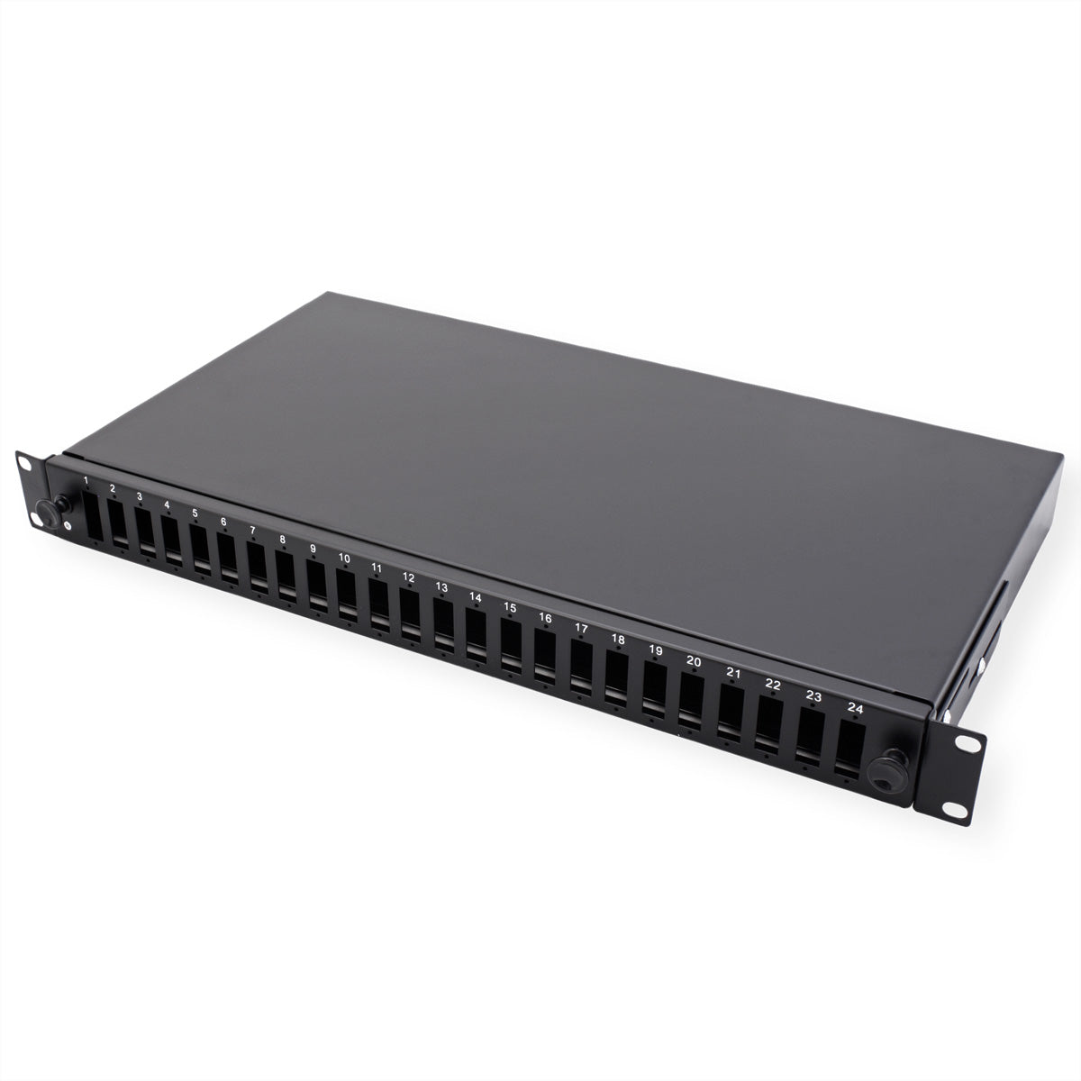 VALUE Spleissbox 19" – 1 HE, leer, Platz für max. 24× SC-Duplex oder 24× LC 4-fach, schwarz