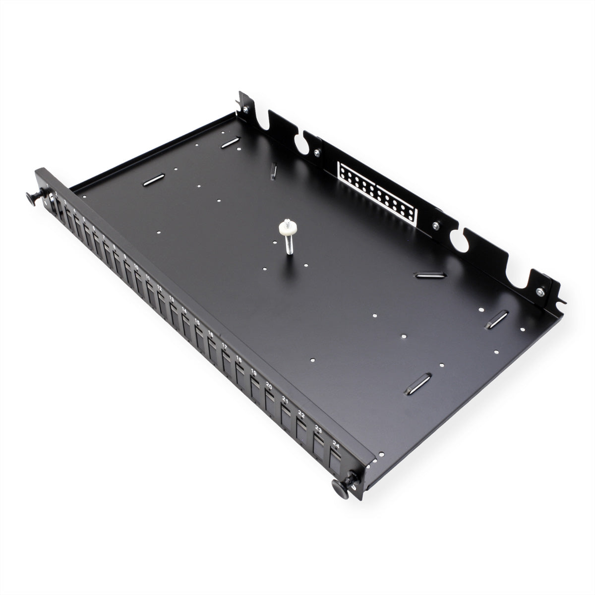 VALUE Spleissbox 19" – 1 HE, leer, Platz für max. 24× SC-Duplex oder 24× LC 4-fach, schwarz