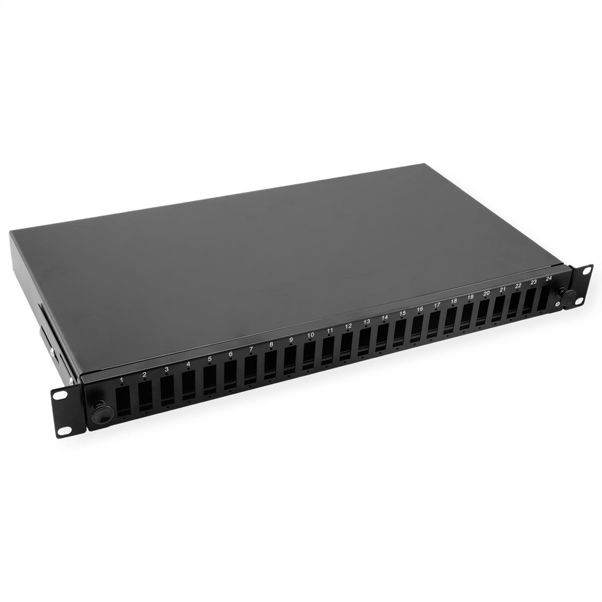VALUE Spleissbox 19" – 1 HE, leer, Platz für max. 24× SC-Duplex oder 24× LC 4-fach, schwarz