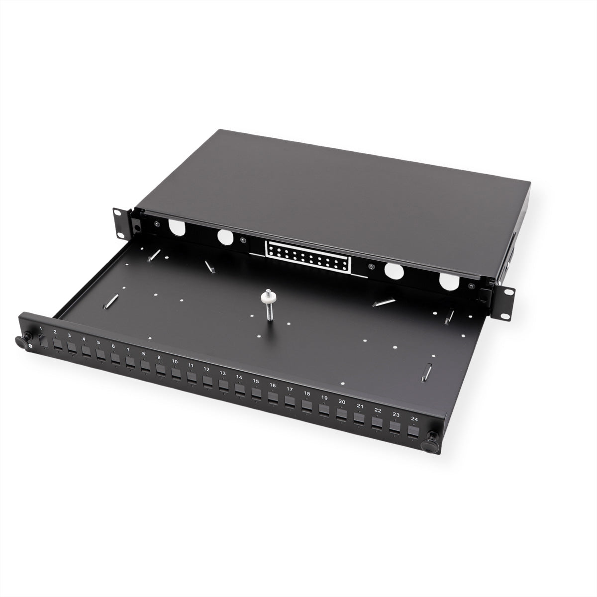 VALUE 21.99.0651 – Patchpanel 24× LC/SC, Duplex, 1U (19"), Schwarz, Stahl, 480×44×243 mm