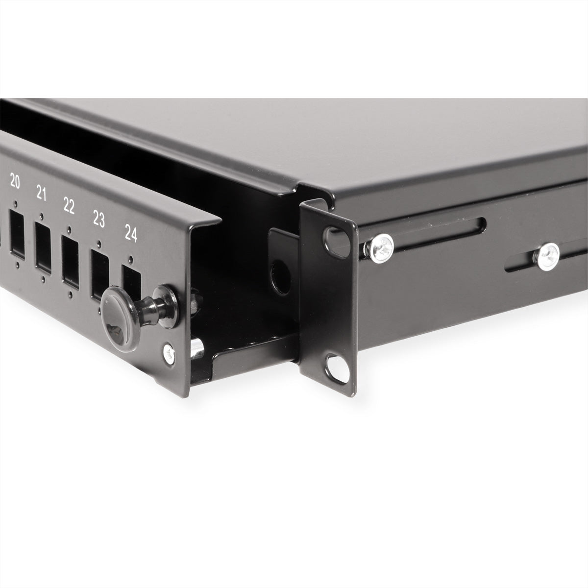 VALUE 21.99.0651 – Patchpanel 24× LC/SC, Duplex, 1U (19"), Schwarz, Stahl, 480×44×243 mm