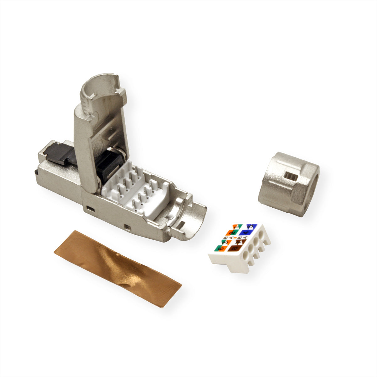 VALUE RJ-45-Stecker – Cat8.1 (Klasse I), feldkonfektionierbar, geschirmt, silber, für AWG 22–26, 5,0–8,5 mm