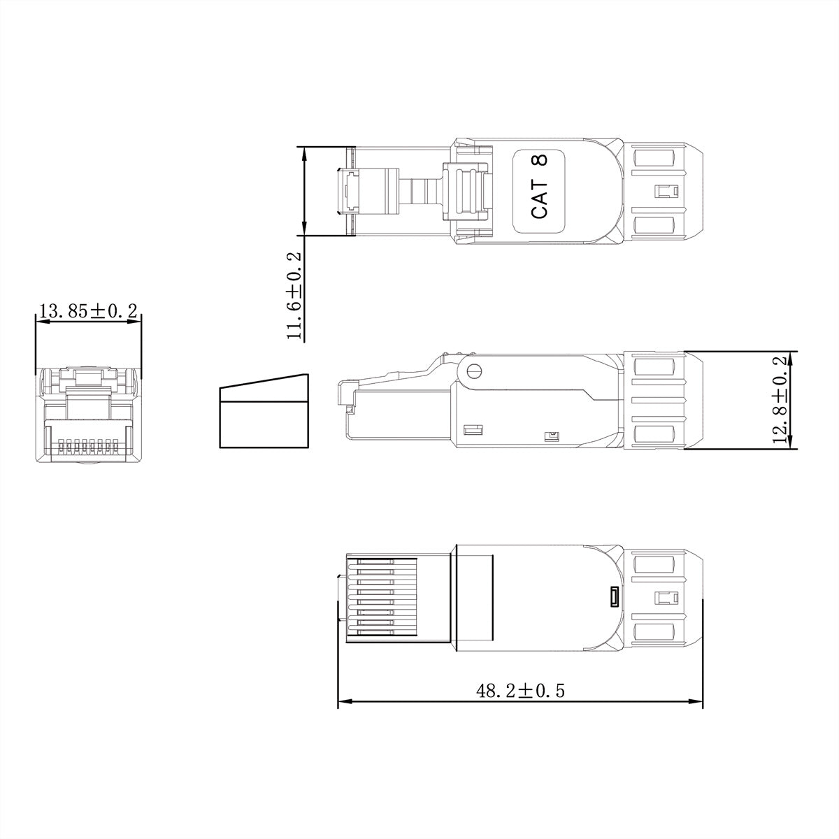 VALUE RJ-45-Stecker – Cat8.1 (Klasse I), feldkonfektionierbar, geschirmt, silber, für AWG 22–26, 5,0–8,5 mm
