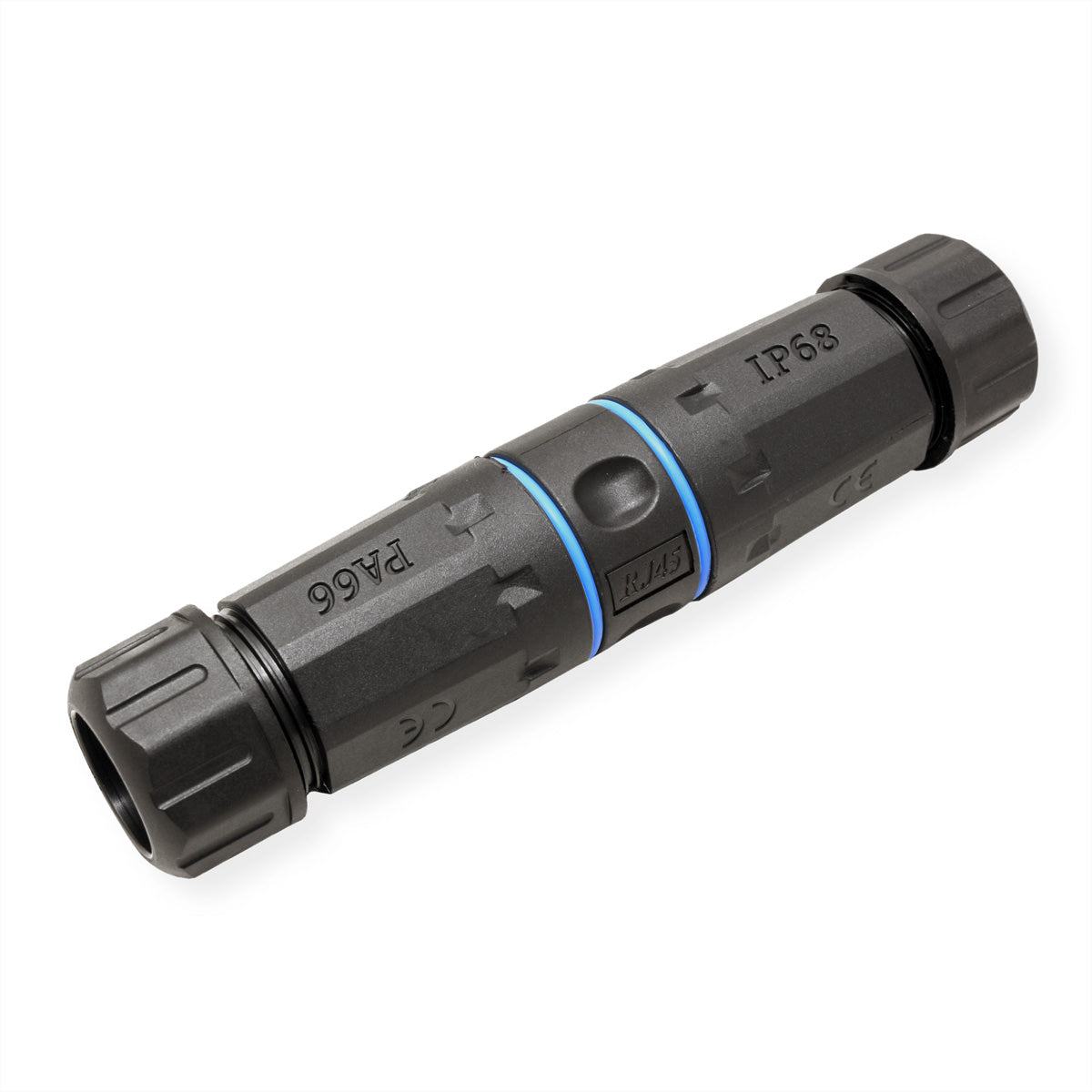 VALUE RJ-45-Kupplung – 2× RJ-45, geschirmt, Cat6 (Klasse E), Outdoor/Industrie, schwarz