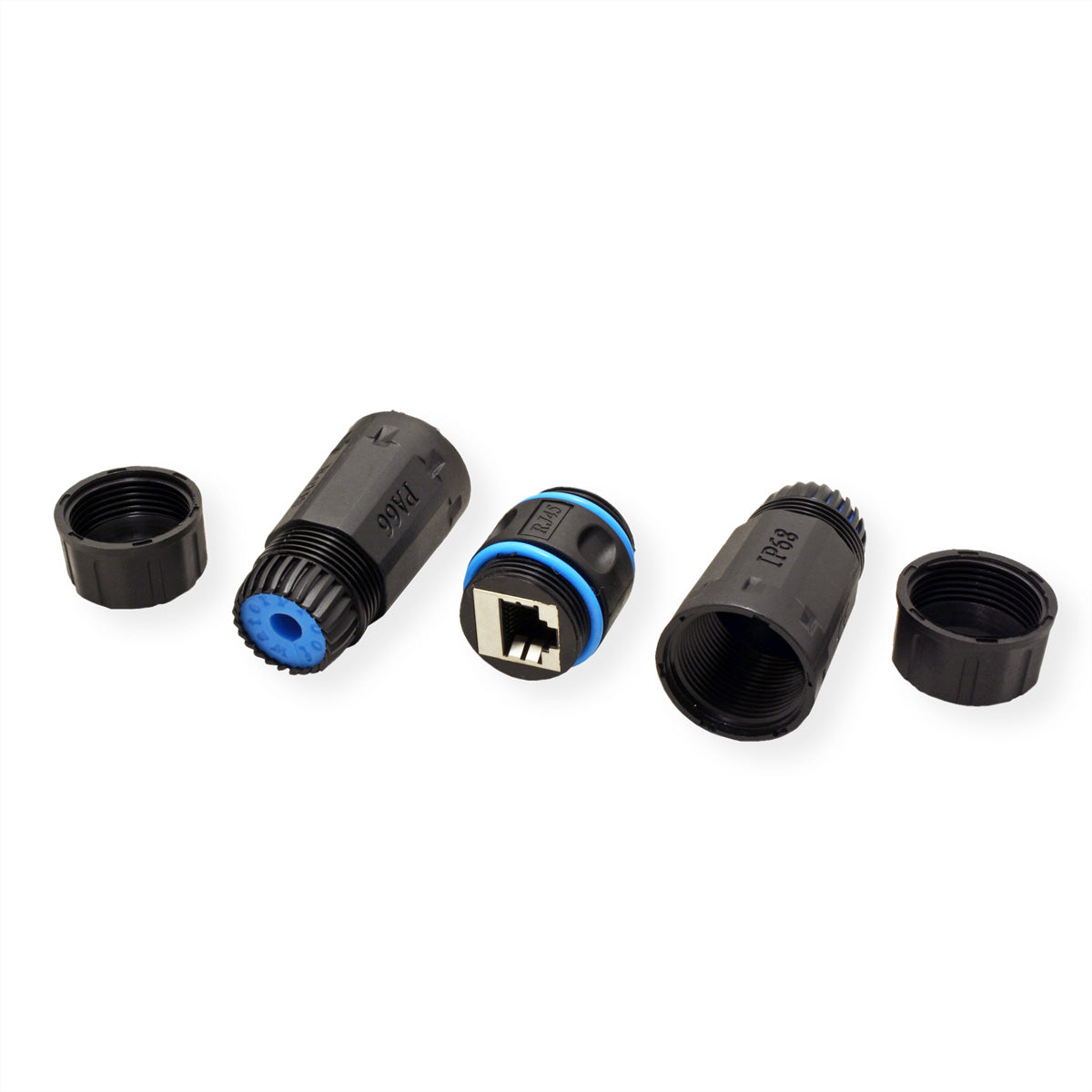 VALUE RJ-45-Kupplung – 2× RJ-45, geschirmt, Cat6 (Klasse E), Outdoor/Industrie, schwarz