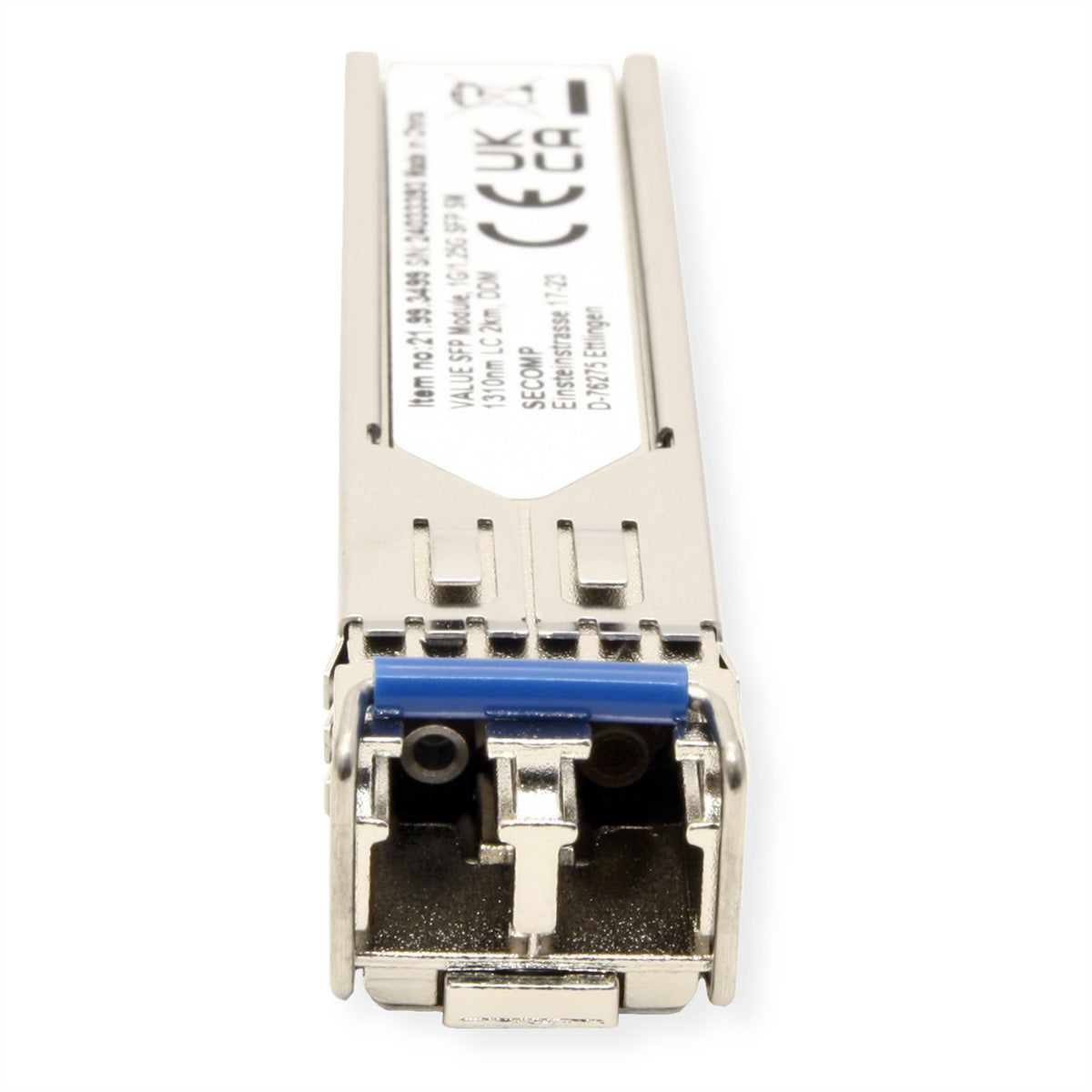 VALUE SFP-Modul LX/LC – 1,25G Single-Mode (1310 nm), bis 2 km, DDM, für 9/125 µm Single-Mode-Faser, Silber
