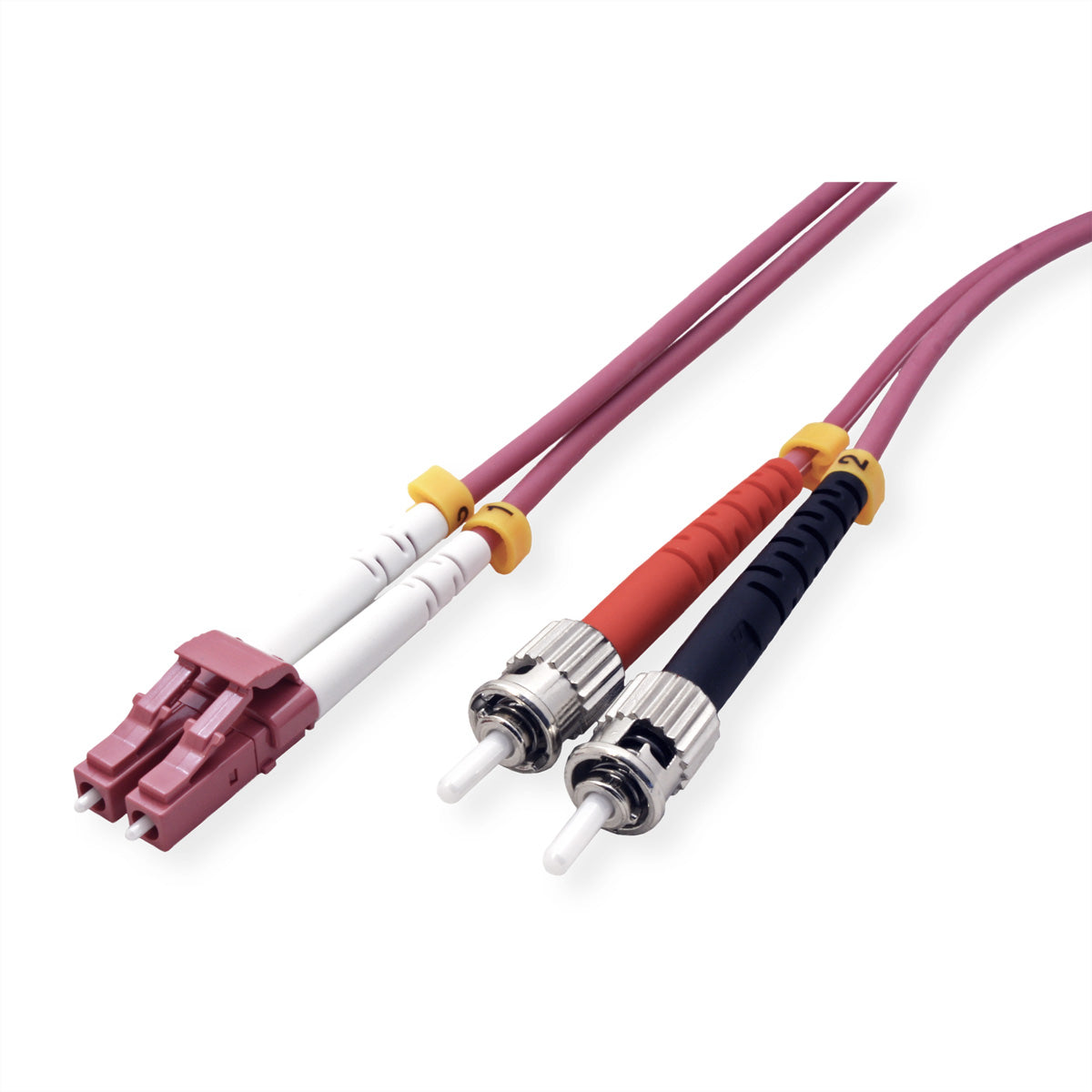VALUE LWL-Patchkabel – LC–ST, OM4 (50/125 µm), Duplex (2 Fasern), LSOH, violett, 10 m
