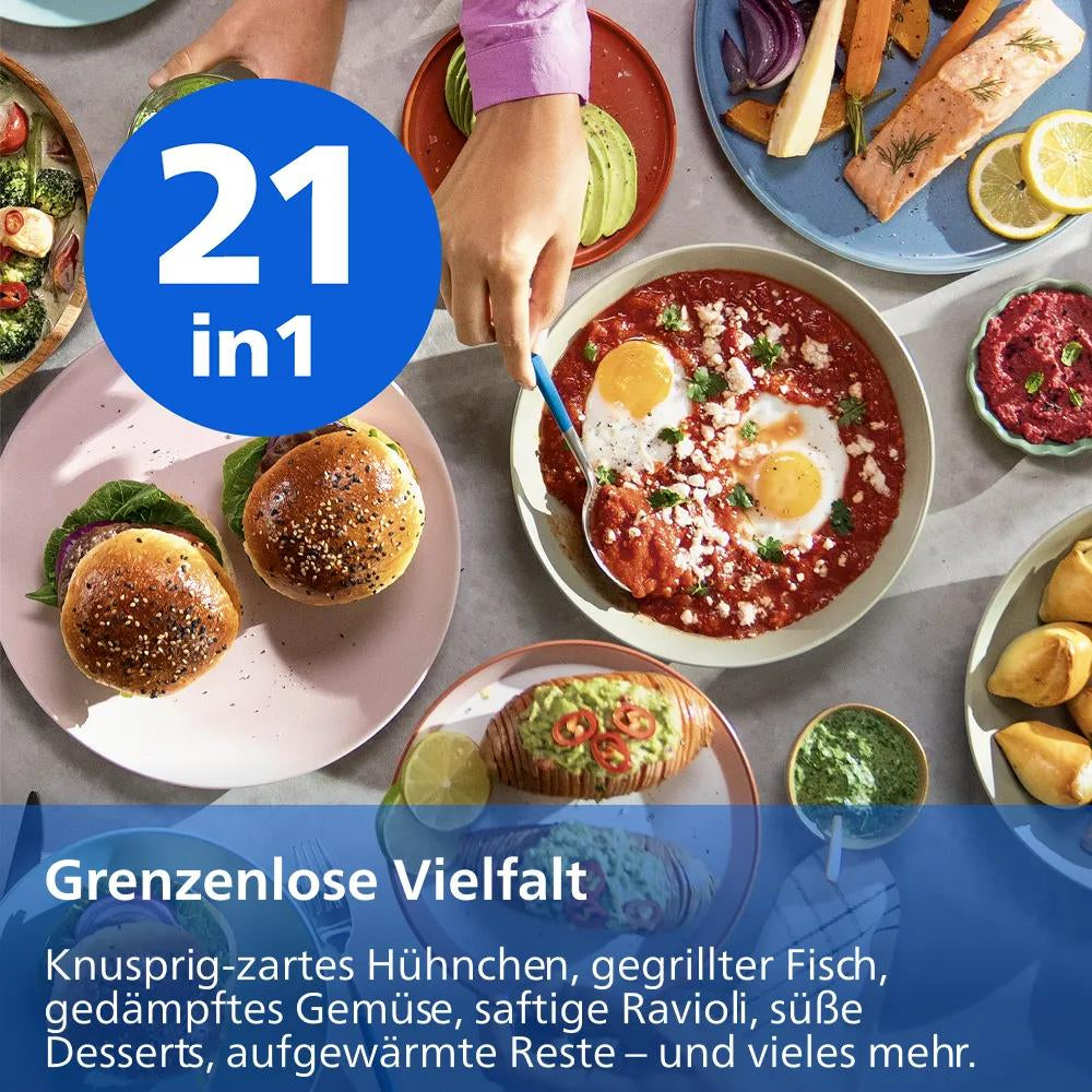 Philips Airfryer 5000 Serie NA543/00 – 7,2 L, Dampf- und Warmhaltefunktion, 2000 W – Schwarz/Gold