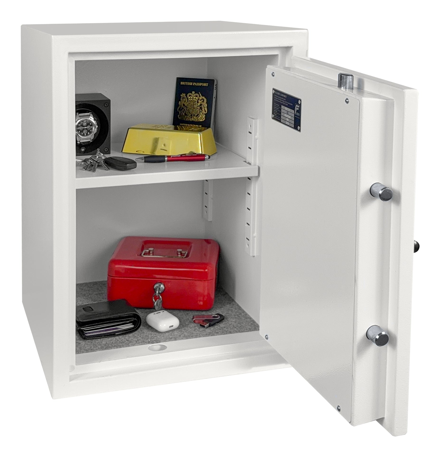 Phoenix Safe Co. Phoenix Tresor Fortress SS1453K – Schlüsselschloss – 46 l – Bodenmontage – Weiss