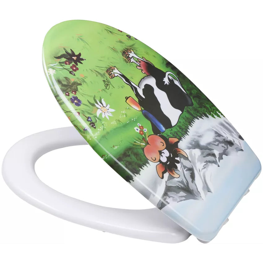 Diaqua WC-Sitz – Duroplast, verlängert, mehrfarbig, mit Deckel, 36,5 × 45 cm