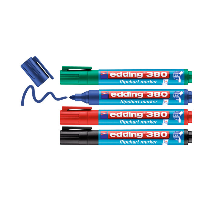 Edding Flipchart-Marker 380 – Rundspitze 1-5 mm – Sortiert – 4er-Set