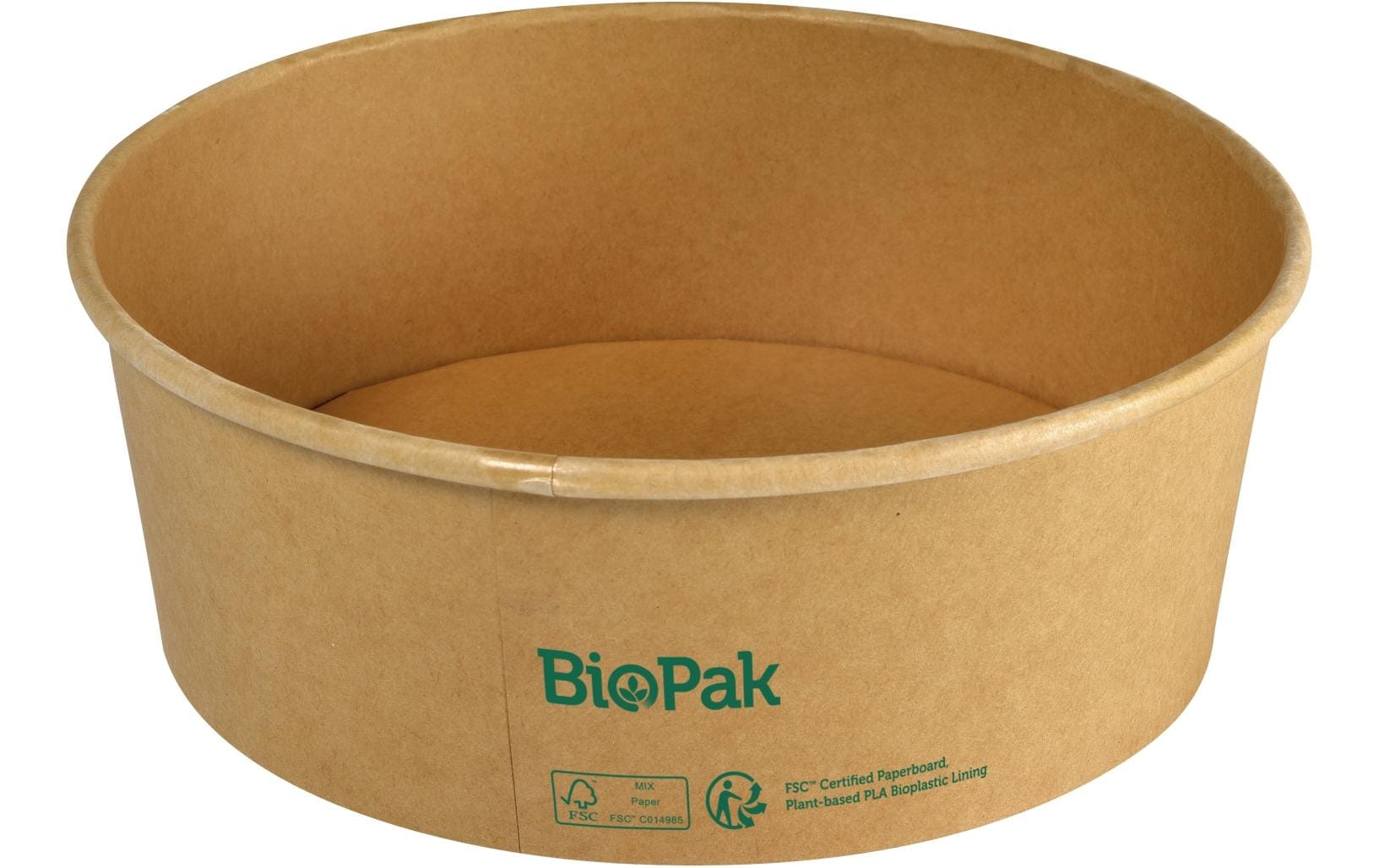 BioPak Schale, Papier/Karton, rund – 1'300 ml, Ø 18,4 cm, braun – 25 Stk.