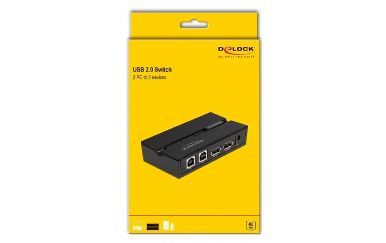 DeLOCK 11492 – 2-Port USB 2.0 Switch – 0,48 Gbit/s, Tasten