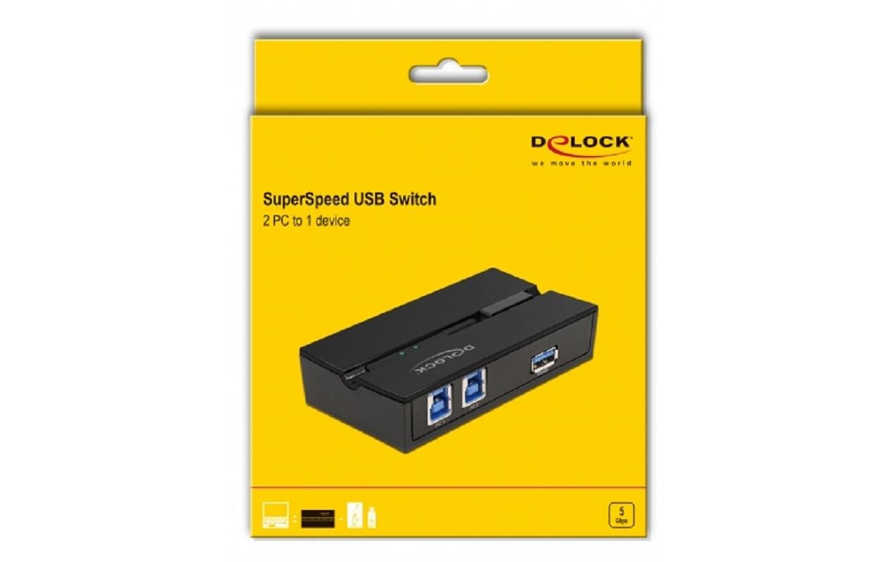 DeLOCK 11495 – 2-Port USB 3.0 Switch – 5 Gbit/s, USB-A/USB-B, Tasten