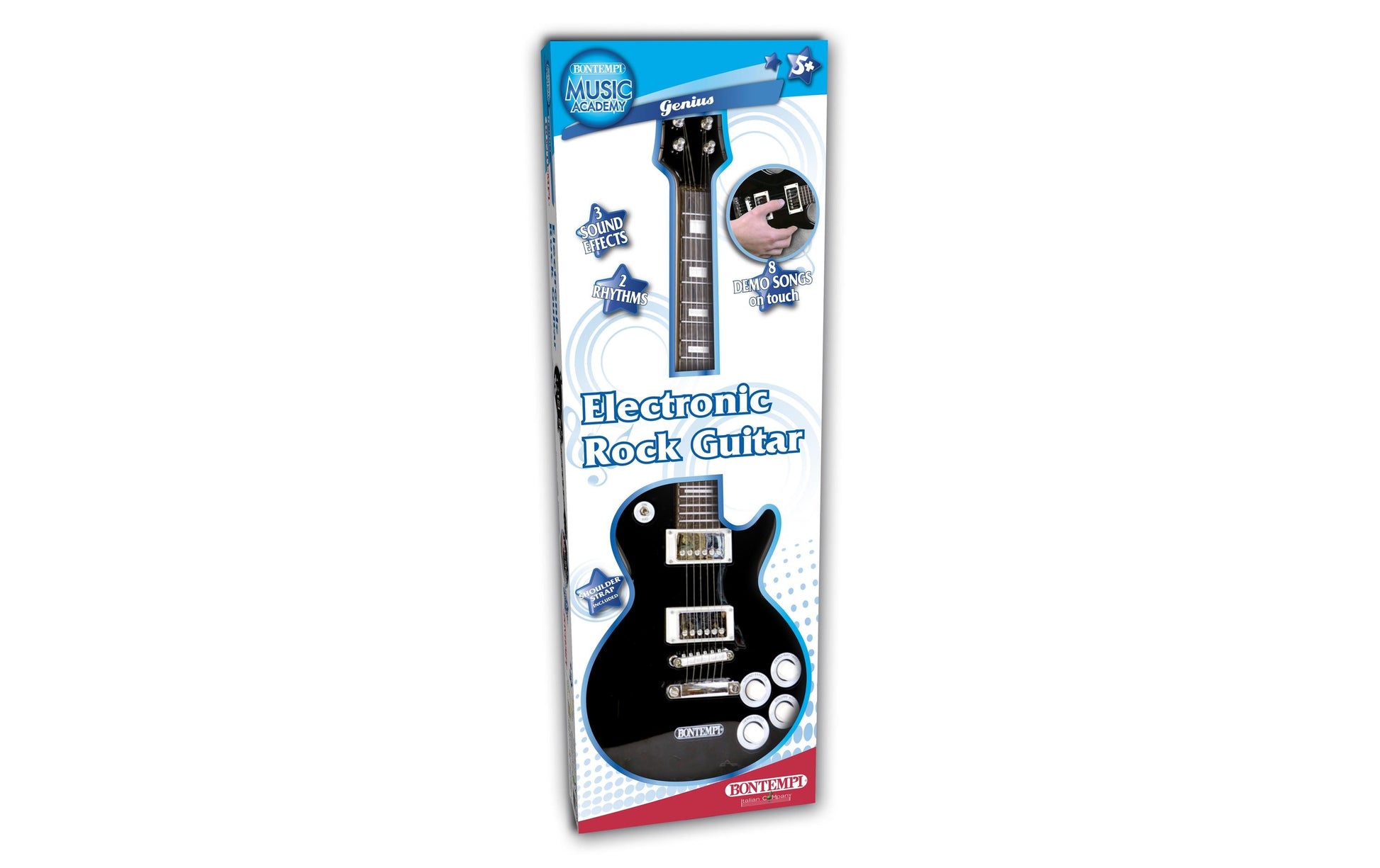 Bontempi Elektronische Rockgitarre – 69 cm – 8 Lieder – ab 5 Jahren – Kunststoff, schwarz