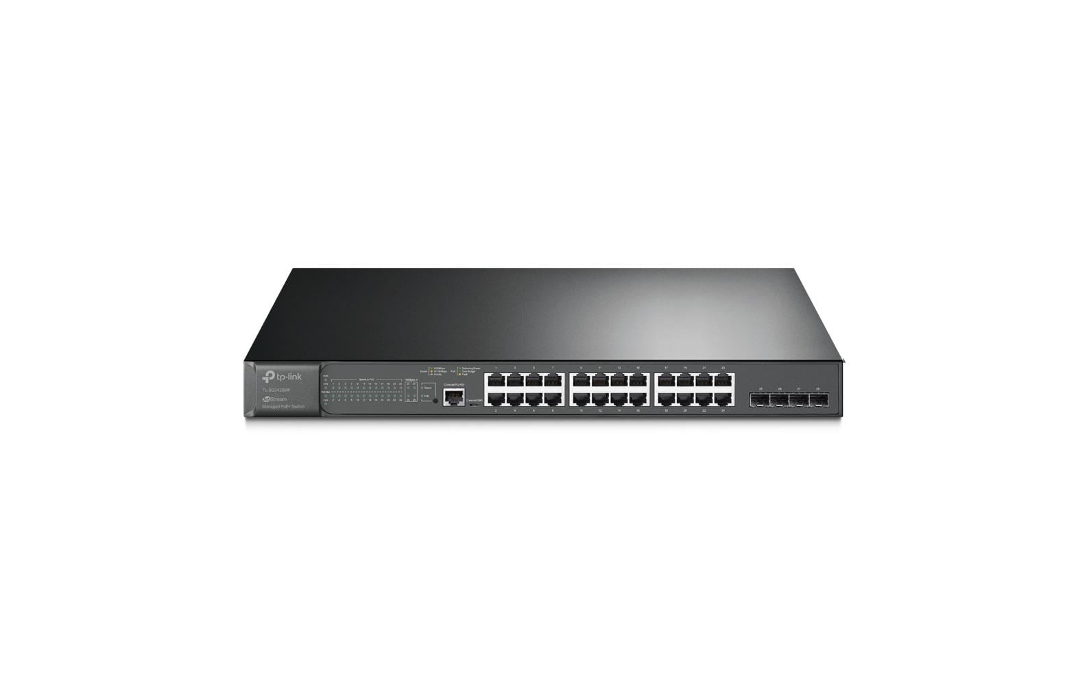 TP-Link SG3428MP – Managed L2+ Switch – 24× 1G, 4× SFP, PoE+, PoE-Budget 384 W, 19", 1U