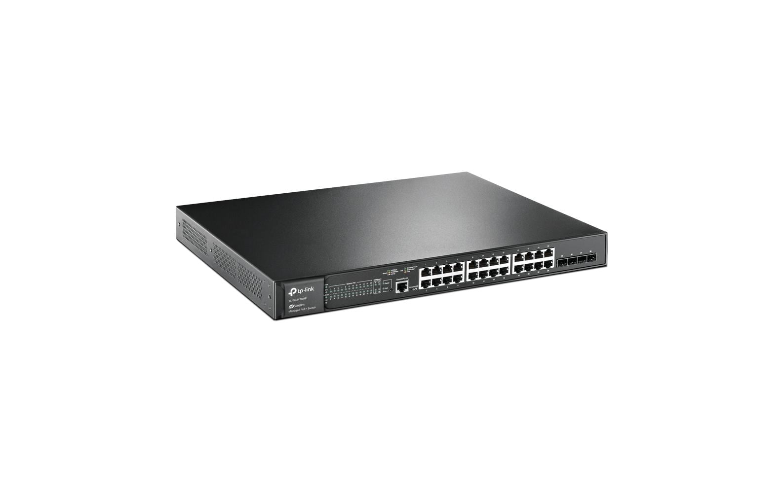 TP-Link SG3428MP – Managed L2+ Switch – 24× 1G, 4× SFP, PoE+, PoE-Budget 384 W, 19", 1U