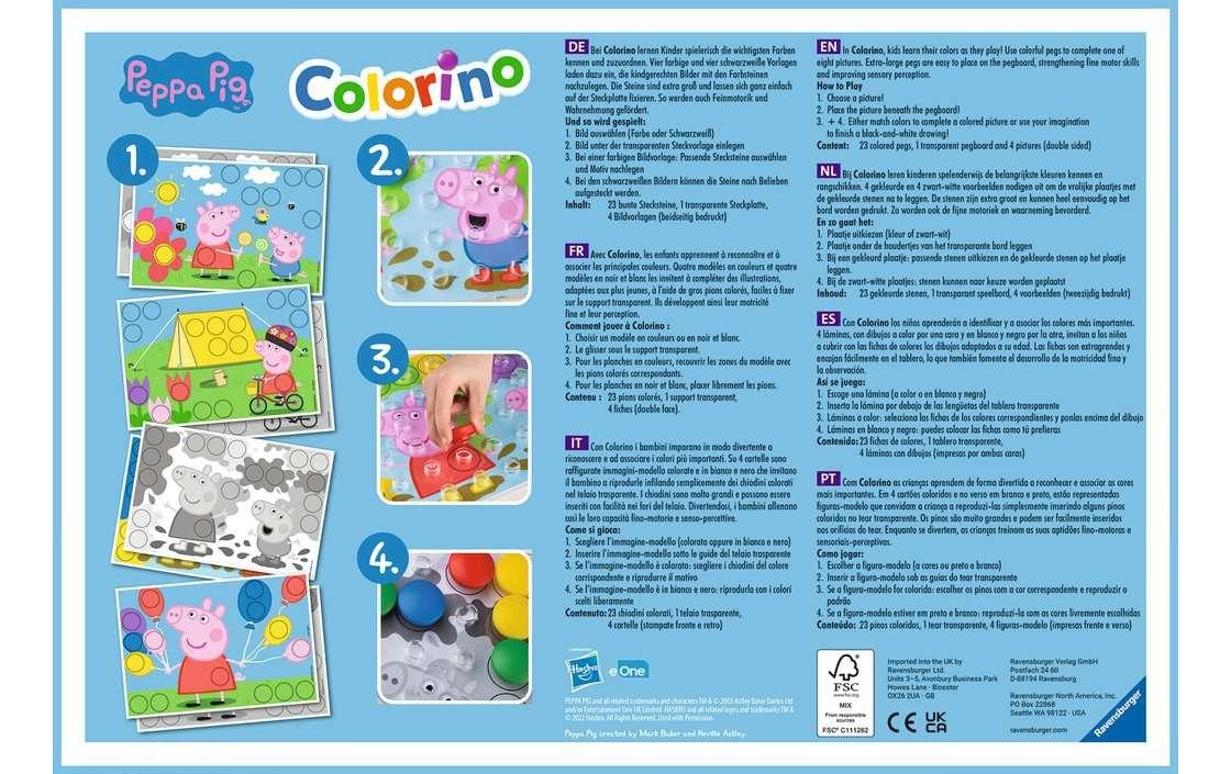 Ravensburger Lernspiel – Peppa Pig Colorino, Brettspiel, 1 Spieler, ab 2 Jahren, Mehrsprachig