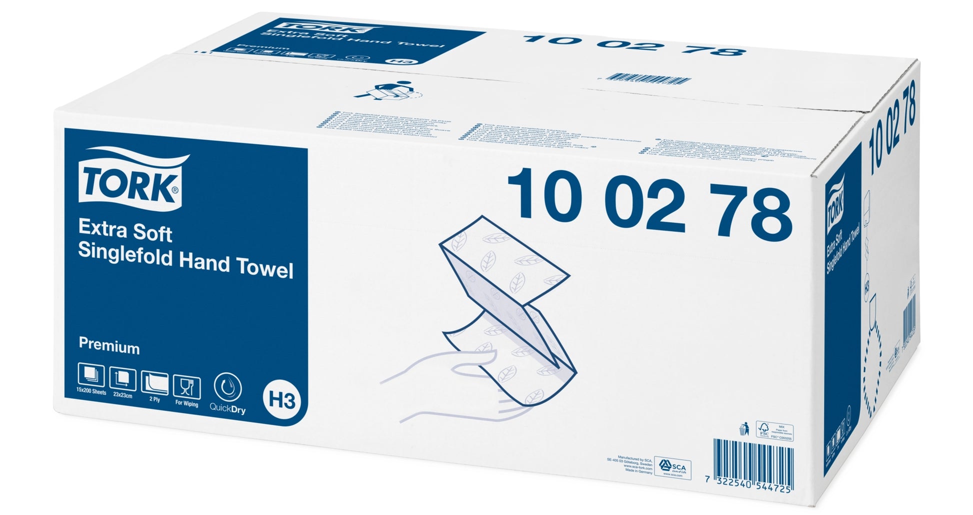 Tork Falthandtuch – Z-Falz, 2-lagig, Zellstoff, weiss, 226 × 230 mm, für Tork H3, 15×200 Stk.