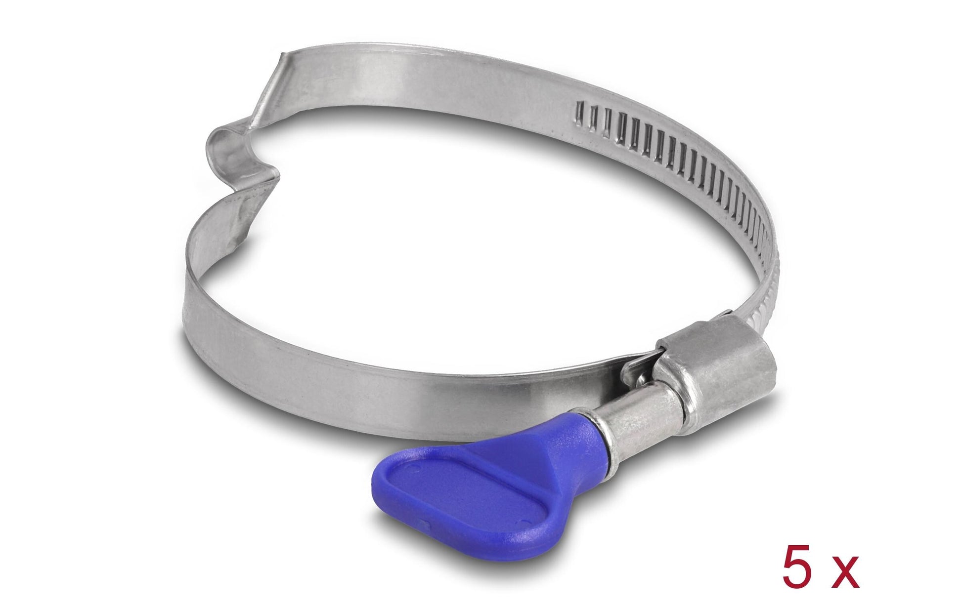 DeLOCK Schlauchschellen – Ø 50–65 mm, Breite 9 mm, Edelstahl, Blau, 5 Stk.