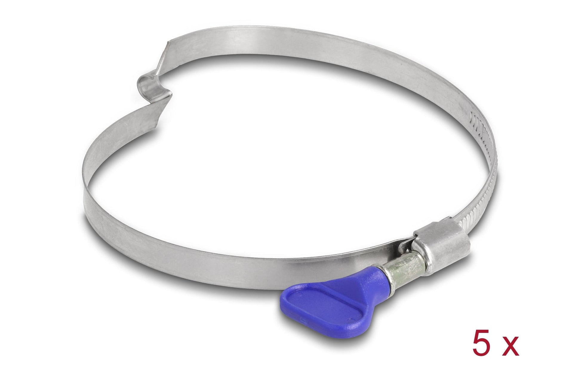 DeLOCK Schlauchschelle (Schneckengetriebe) – Ø 80–100 mm, Breite 9 mm, Kunststoff/Edelstahl, Blau, 5 Stk.