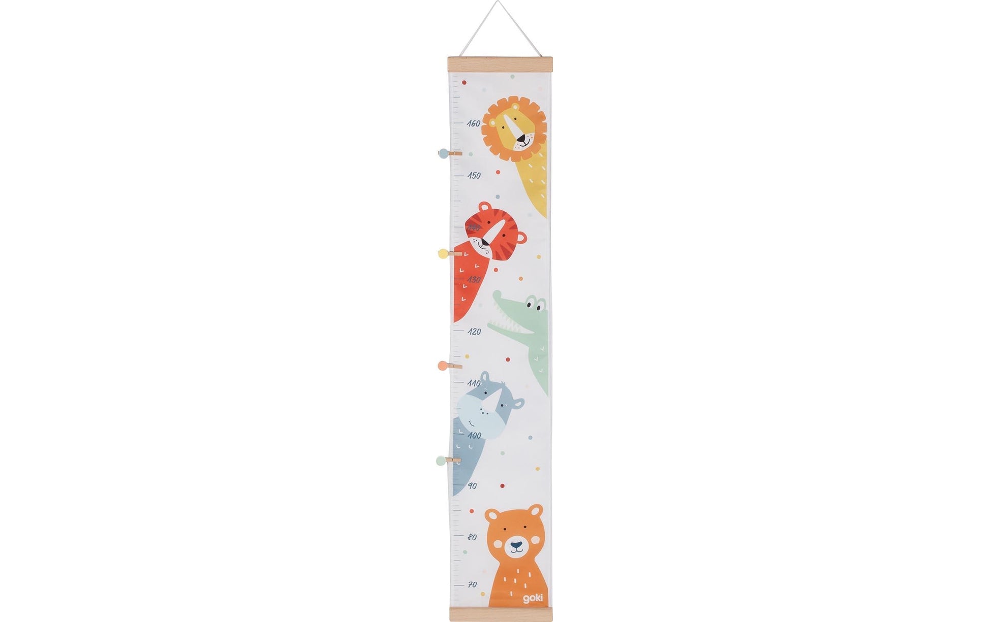 Goki Messlatte Tierfreunde – für 70–160 cm – Textil & Holz, mehrfarbig