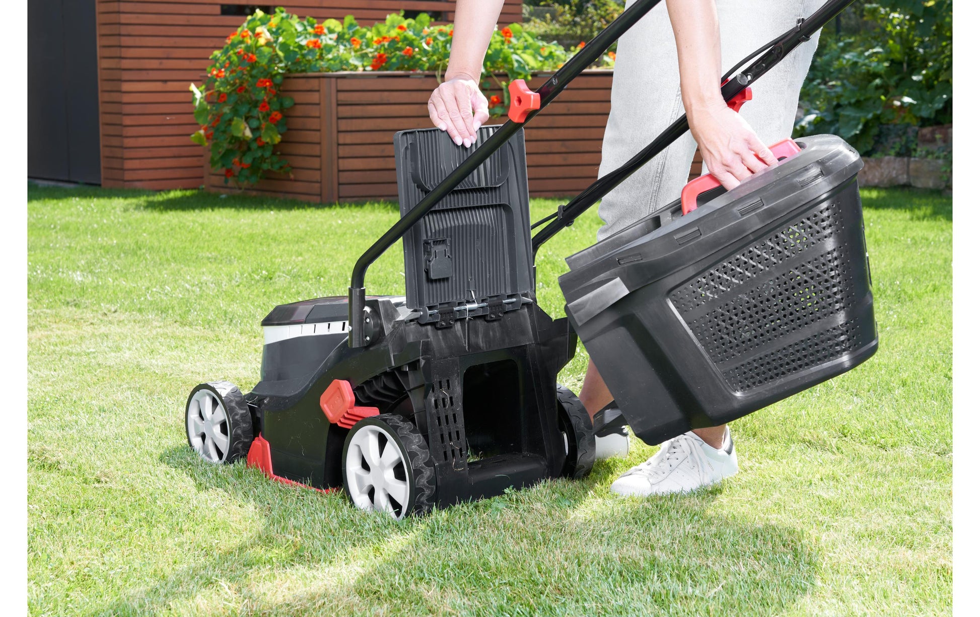 AL-KO Rasenmäher 3.22 Li Easy – 18 V, Schnittbreite 32 cm, Grasfang 35 l, 2 × Akku 2,5 Ah
