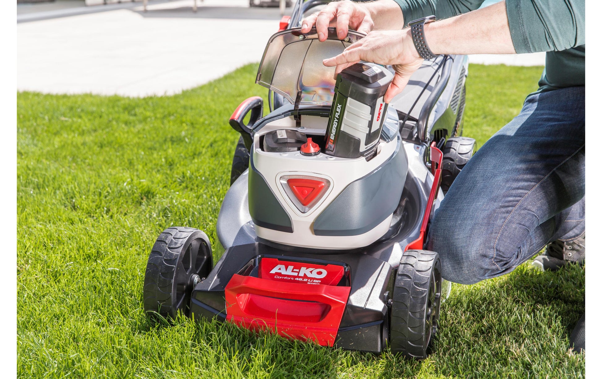 AL-KO Rasenmäher ENERGY FLEX 46.2 – Schnittbreite 46 cm, Grasfangvolumen 70 l, 36 V Akku