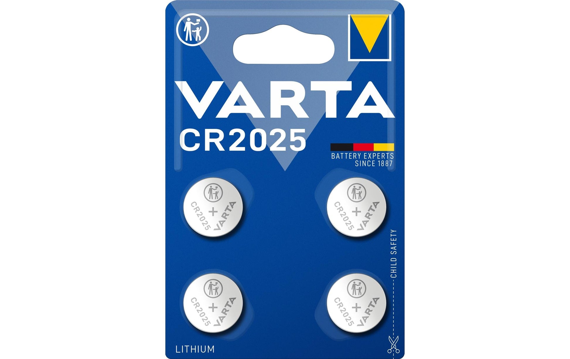 Varta Knopfzellen CR2025, Lithium-Mangandioxid, 3 V – 4 Stk.