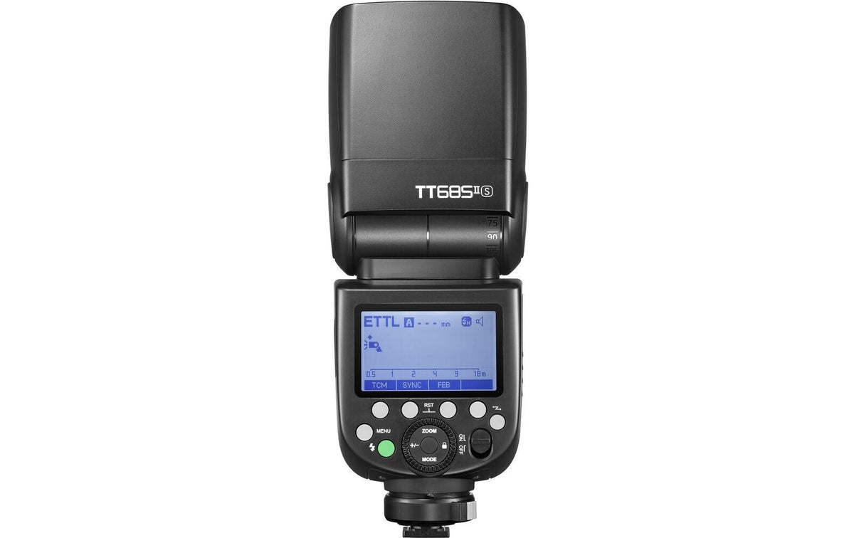 Godox TT685C II Blitzgerät – Leitzahl 60, 20–200 mm, 4× AA – für Canon – Schwarz