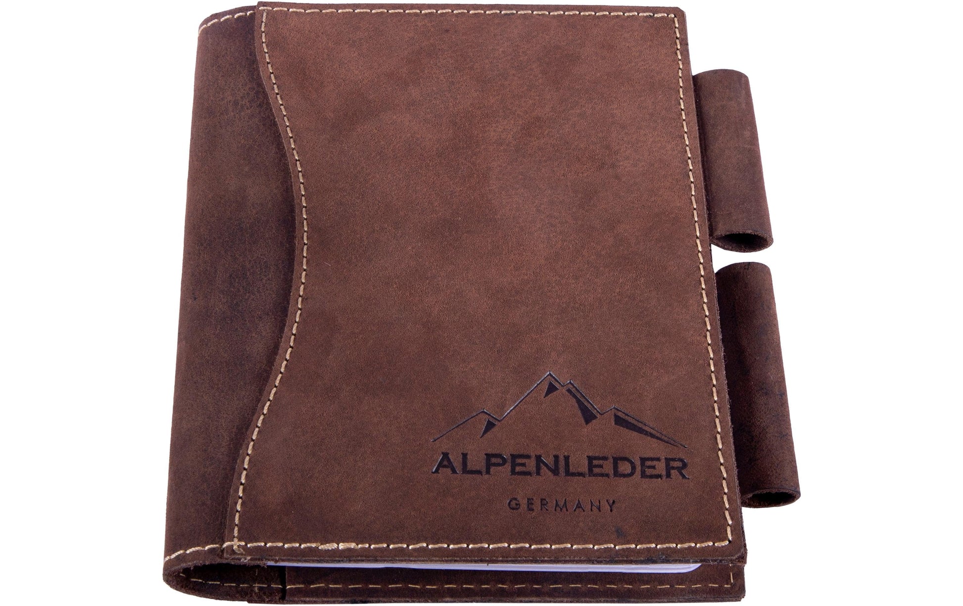 Alpenleder Notizbuch A6, liniert, Spiralbindung – braun, Büffelleder