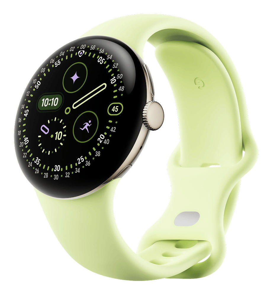 Google Pixel Watch 4 41 mm GPS – Aluminium Gold, Sportband, Grün, S/L, 50 m