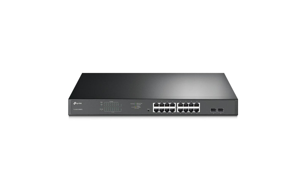 TP-Link TL-SG1218MPE – Managed L2 Switch – 16× 1G, 2× SFP, PoE+, PoE-Budget 192 W, 19", 1U