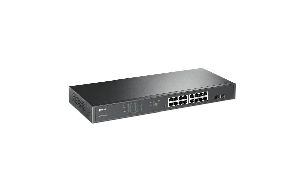 TP-Link TL-SG1218MPE – Managed L2 Switch – 16× 1G, 2× SFP, PoE+, PoE-Budget 192 W, 19", 1U