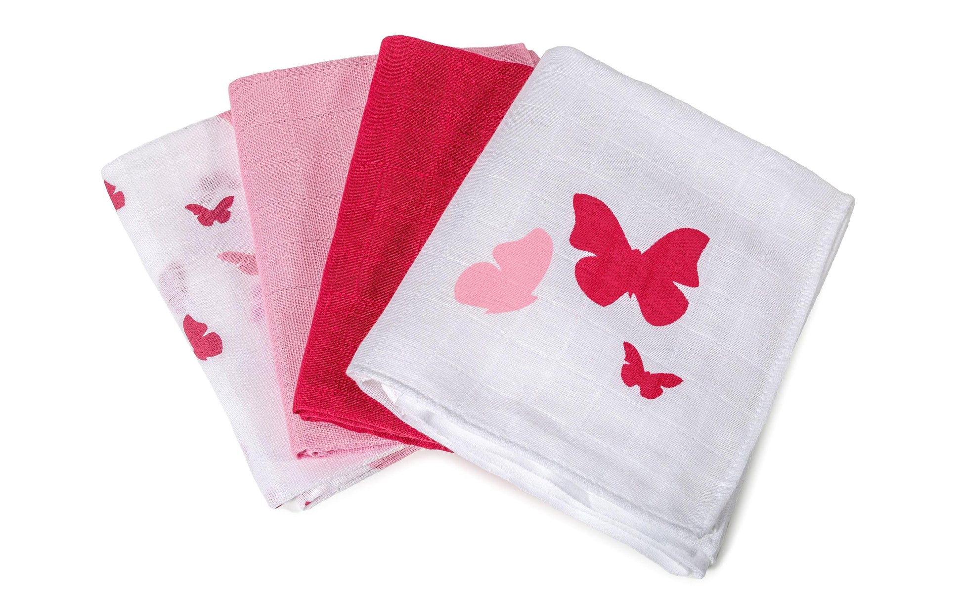 Makian Handtuch-Set – 80 × 80 cm, Rosa/Rot/Weiss, Baumwolle, 4er-Set