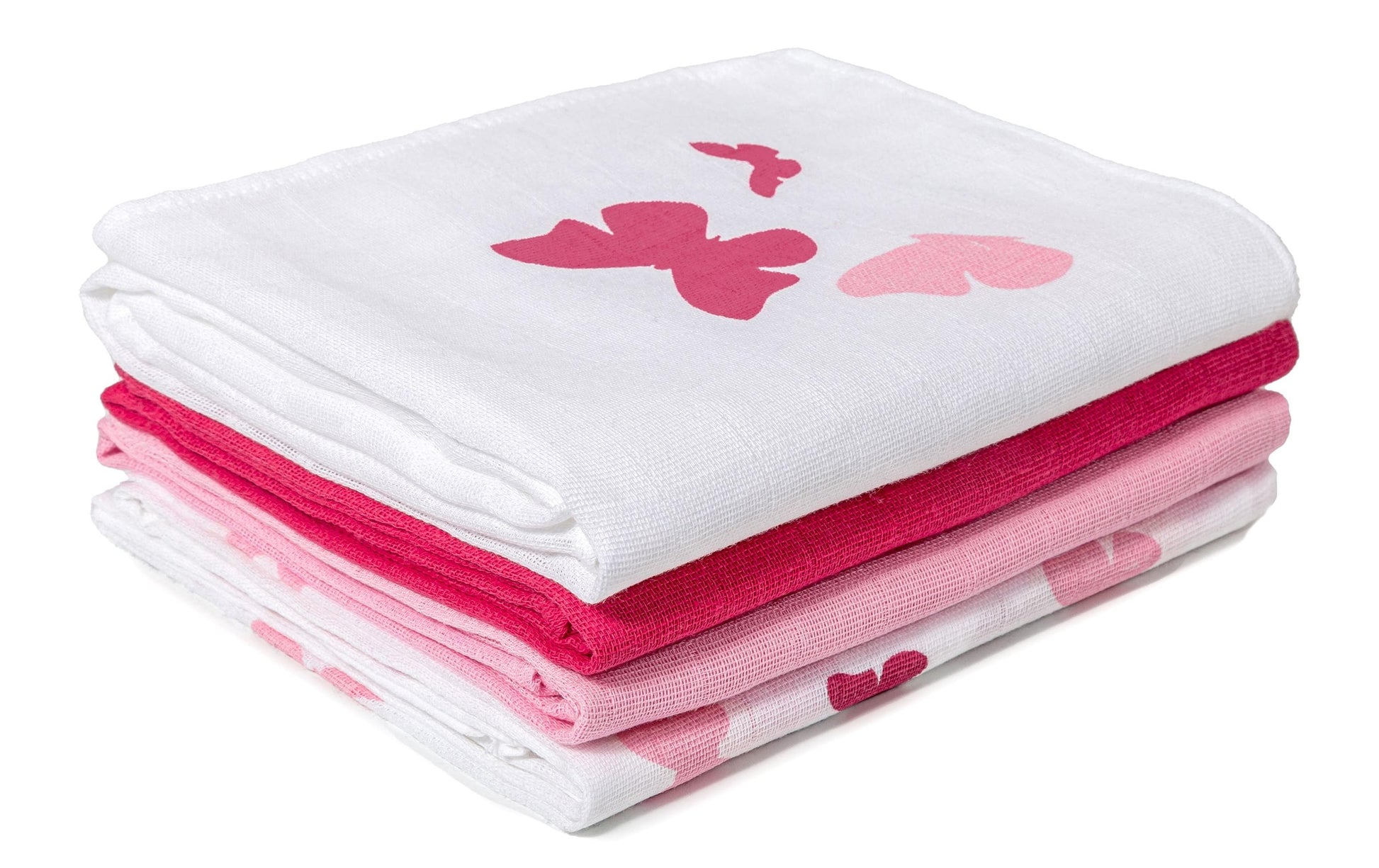 Makian Handtuch-Set – 80 × 80 cm, Rosa/Rot/Weiss, Baumwolle, 4er-Set