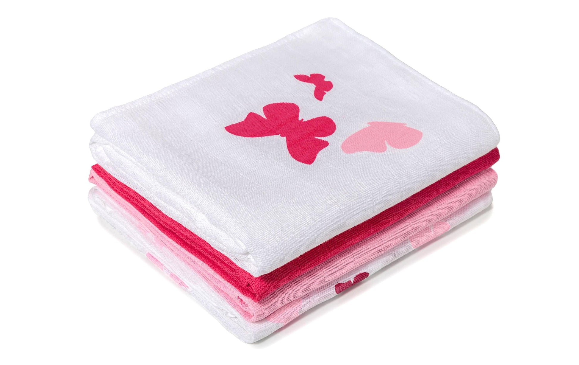 Makian Handtuch-Set – 80 × 80 cm, Rosa/Rot/Weiss, Baumwolle, 4er-Set