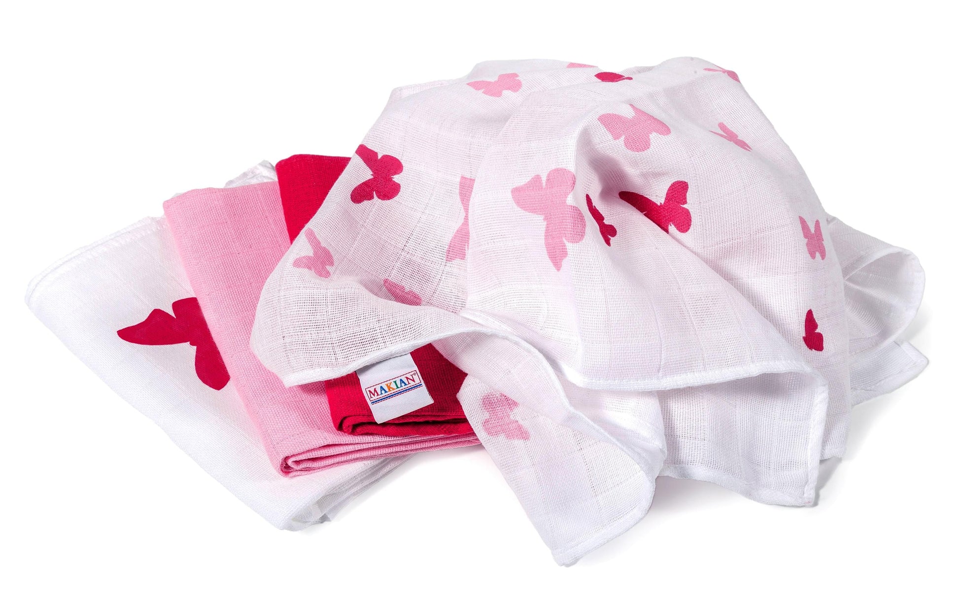 Makian Handtuch-Set – 80 × 80 cm, Rosa/Rot/Weiss, Baumwolle, 4er-Set