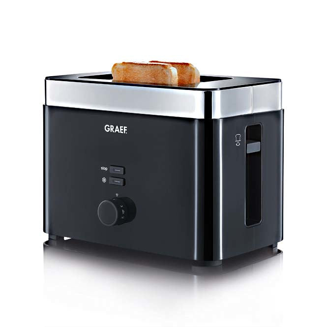 Graef Toaster TO 62 – 2 Scheiben, Abtaufunktion und Aufwärmfunktion, 1000 W – schwarz