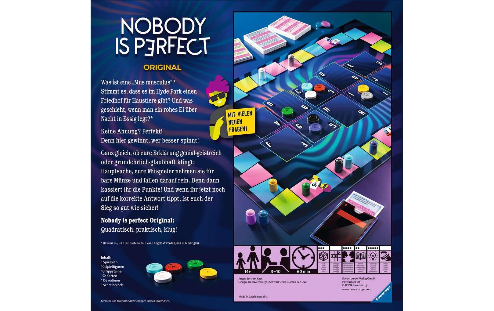 Ravensburger Nobody is perfect Original – Brettspiel, 3–10 Spieler, ab 14 Jahren, 60 Min., DE