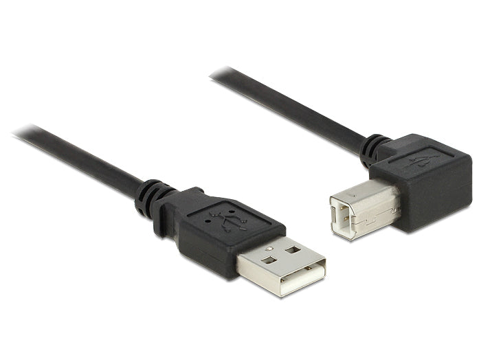 DeLOCK USB-A auf USB-B Kabel – USB 2.0 (480 Mbit/s) – 1 m – Abgewinkelt – Schwarz