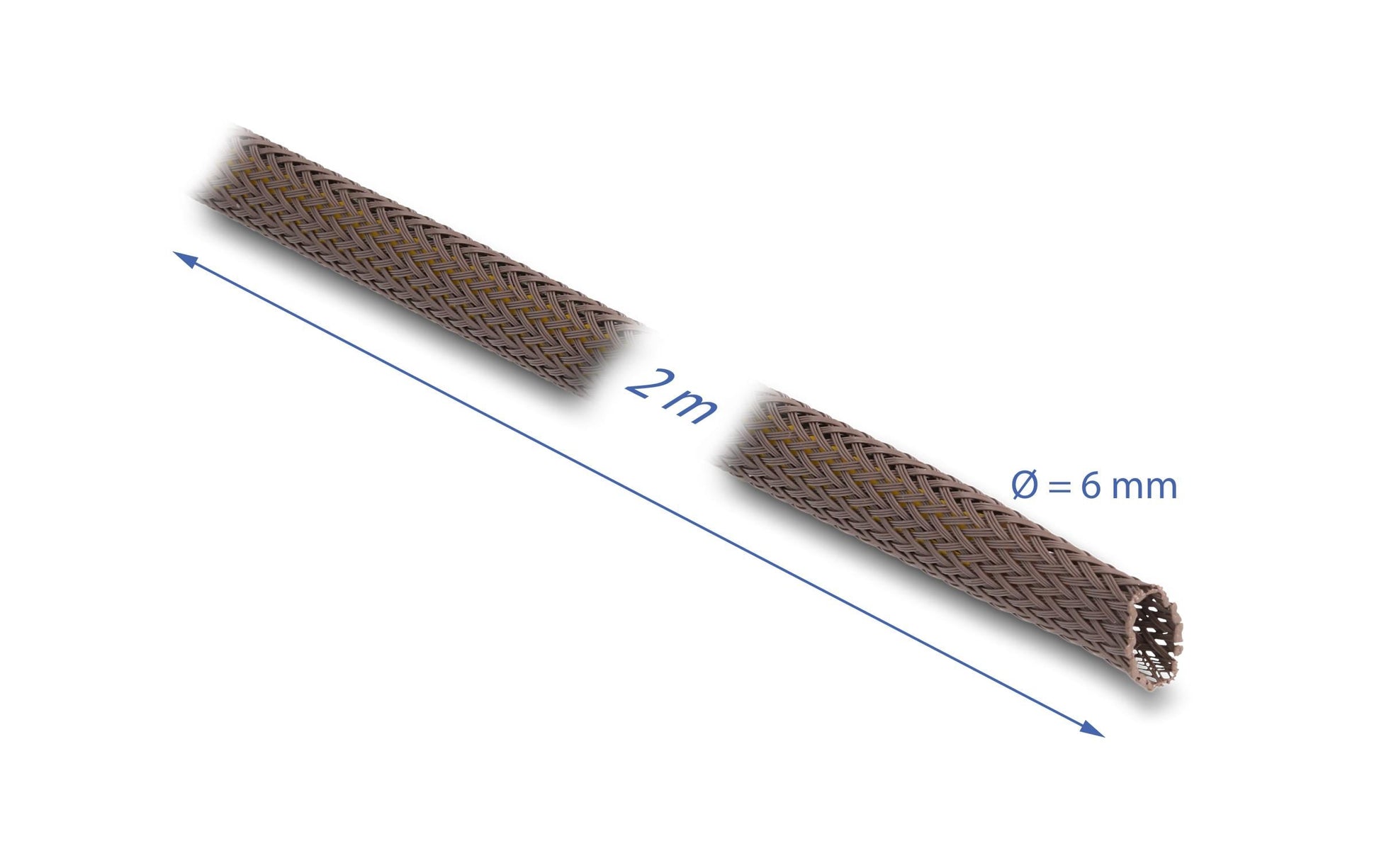 DeLOCK Kabelschlauch Ø 6 mm × 2 m, nagerfest, zuschneidbar – braun