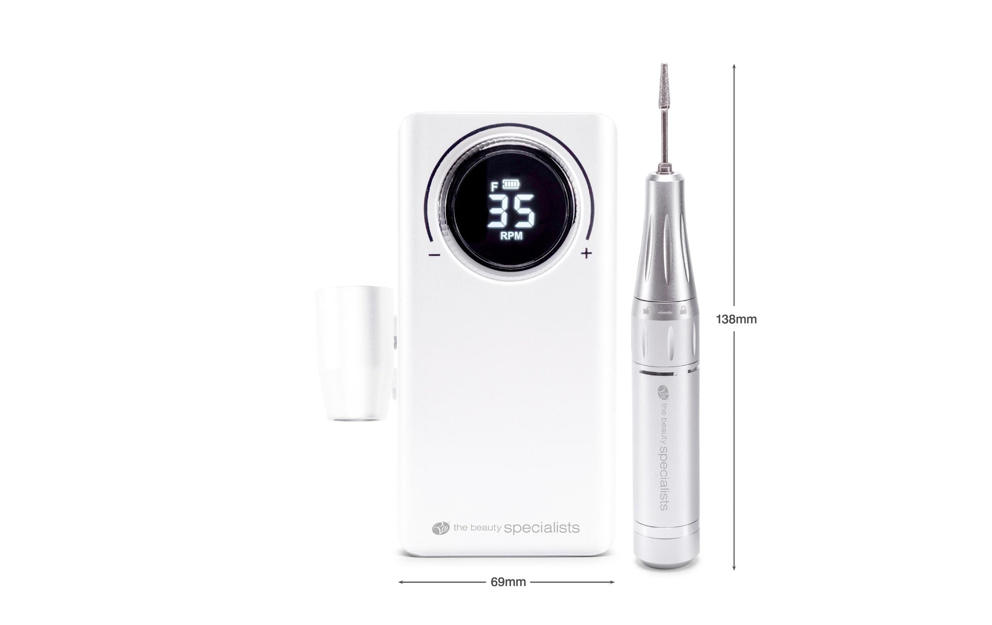 Rio Elektrische Nagelfeile – Akku, 35000 U/min, 11 Aufsätze – Silber – Aluminium