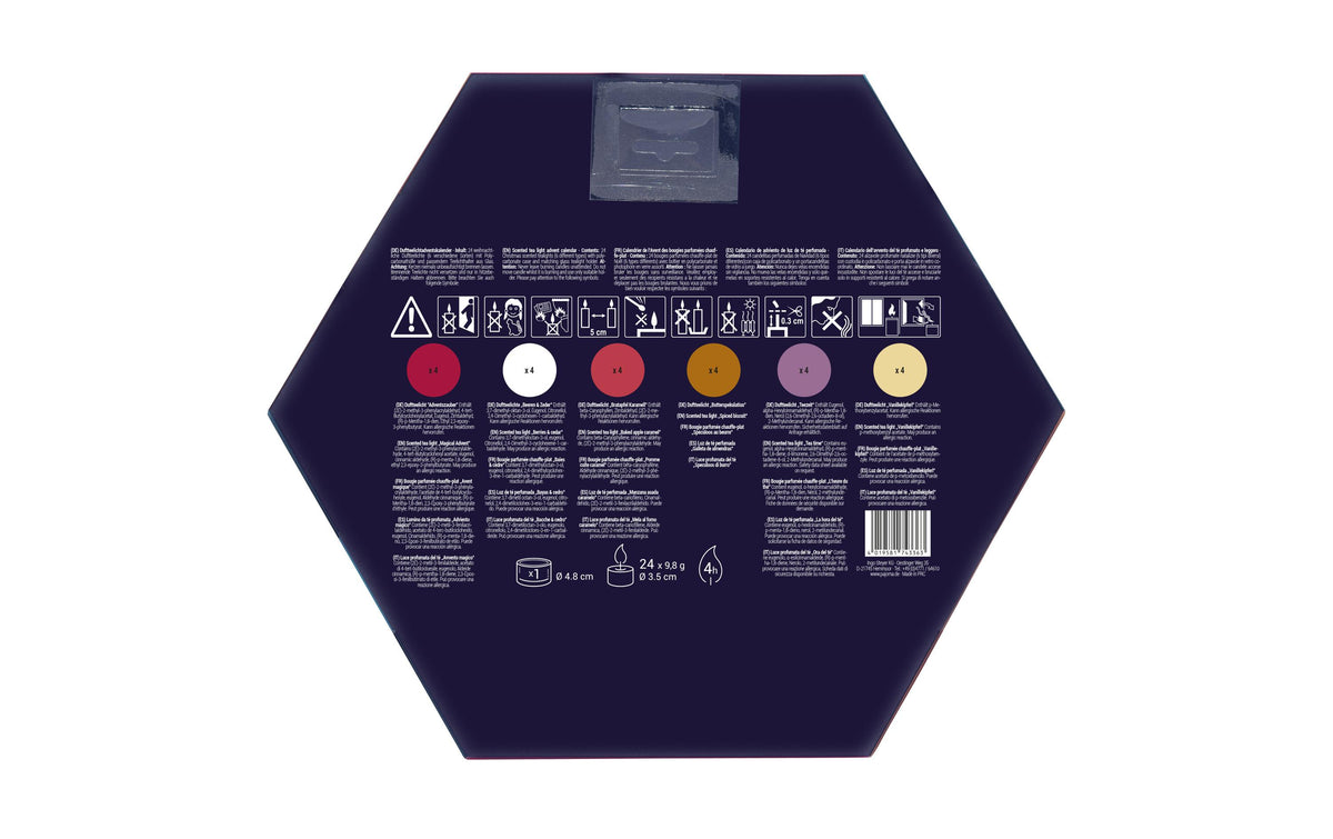 Pajoma Adventskalender – Weihnachten – 24 Duftteelichter – 32 × 37 × 4 cm