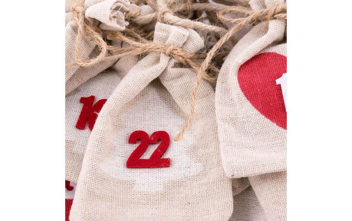 Pajoma Adventskalender Happy – Zahlen – 24-teilig, zum Befüllen – 200 × 8,5 × 12 cm