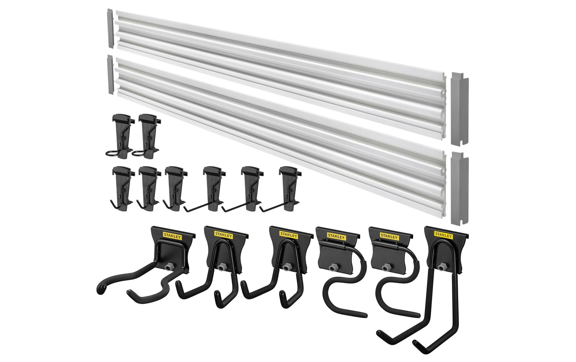 Stanley Wandsystem Trackwalls Set, Stahl, Schwarz, Wandmontiert, 14 Haken, Belastbarkeit 143 kg