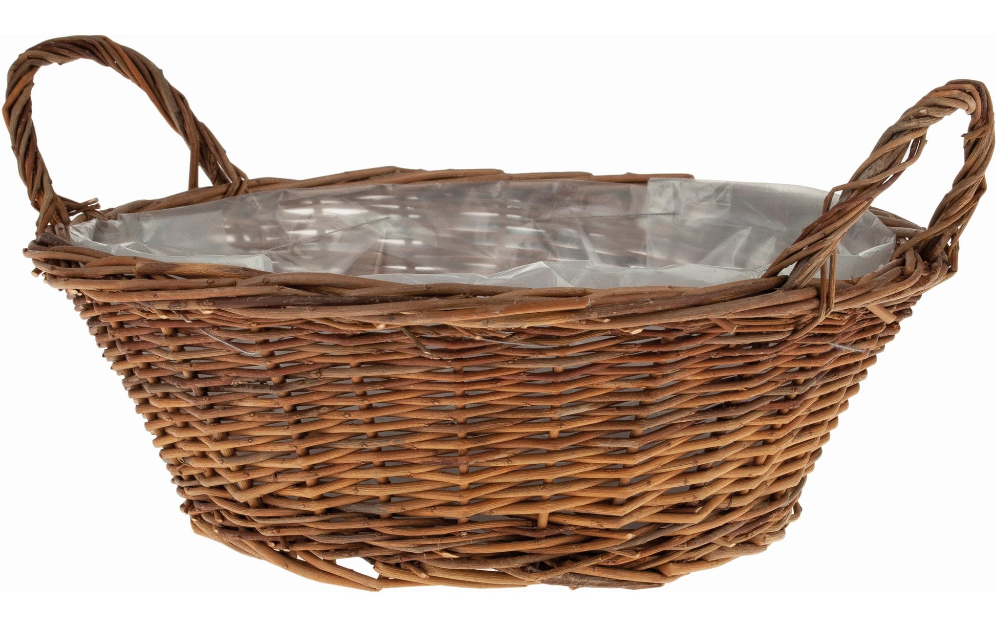 Opiflor Aufbewahrungskorb 7,6 l – Weide – Braun – Innen Foliert, für Innen und Aussen – Ø 300 × H 110 mm