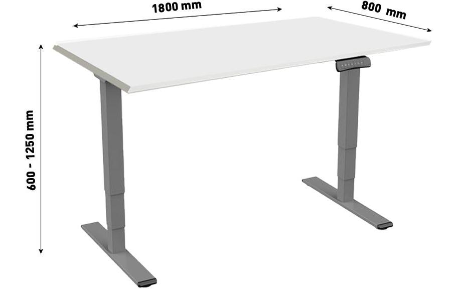 Contini Stehtisch – 180 × 80 × 170 cm – grau – höhenverstellbar